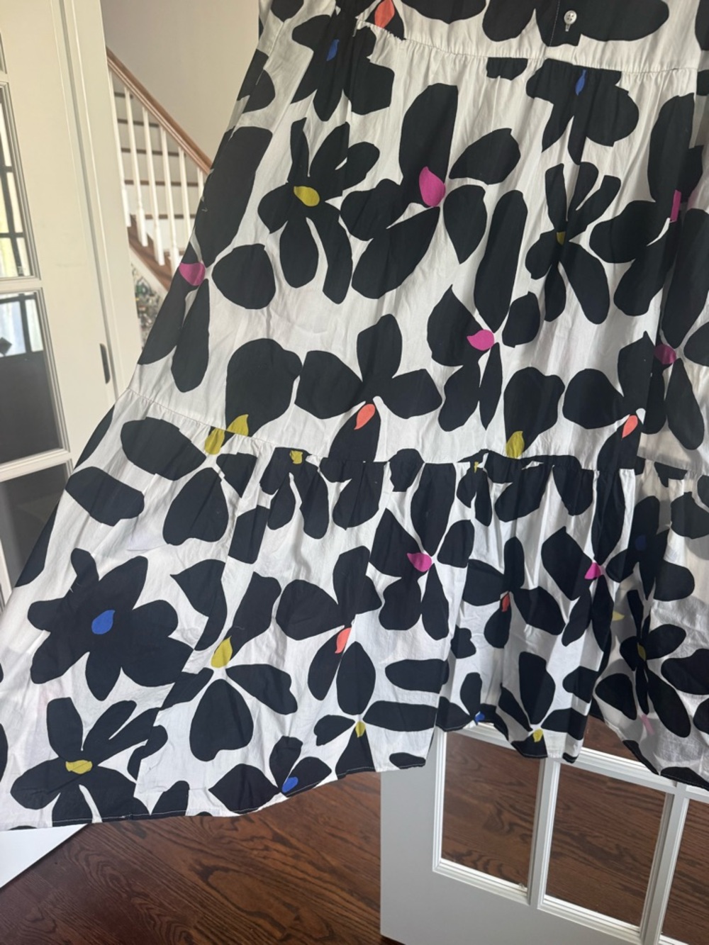 Anthropologie Black and White Floral Maxi Dress with Colorful Accents - Picture 6 of 9